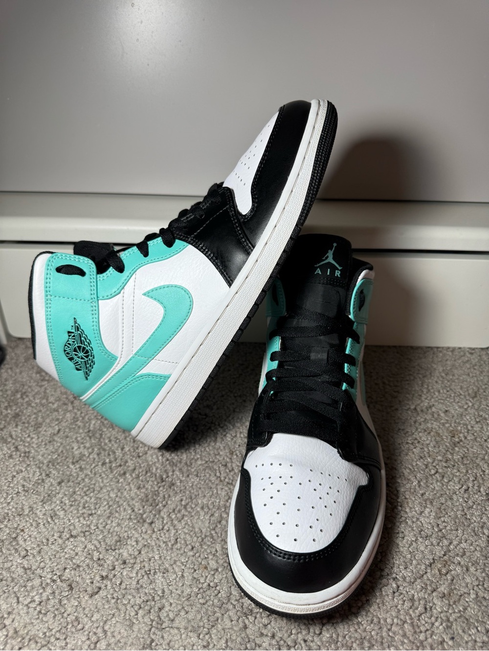 Jordan men’s High Top Sneakers - White, Black & Teal